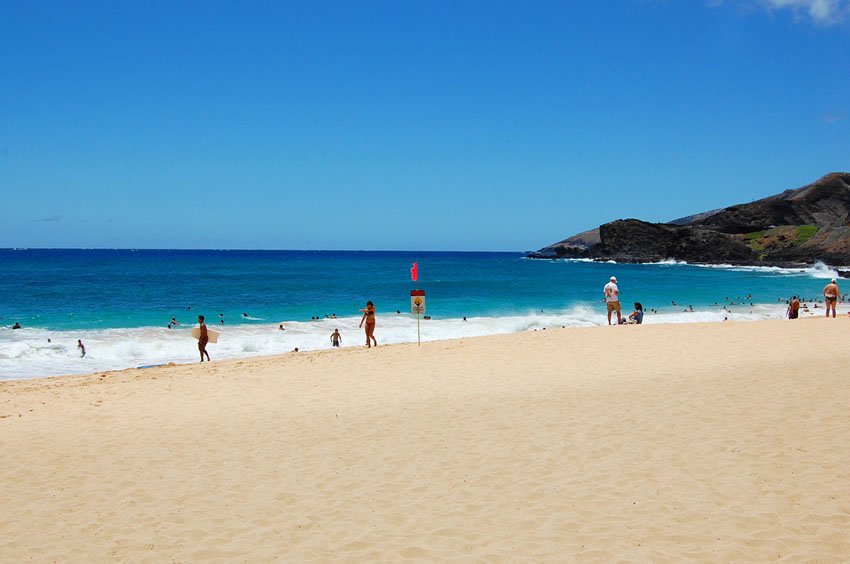 White-sand beach on Oahu