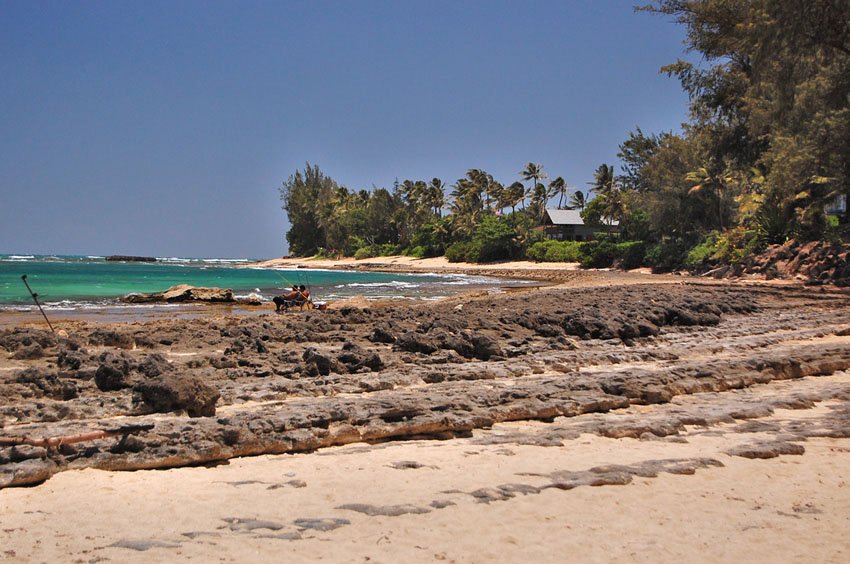 Limestone shelf along the shoreline