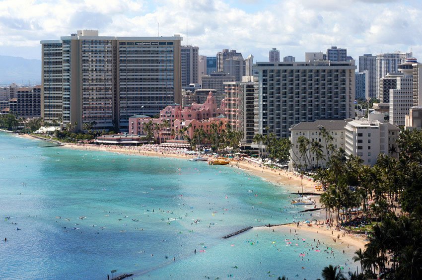 Aerial view of Waikiki Beach